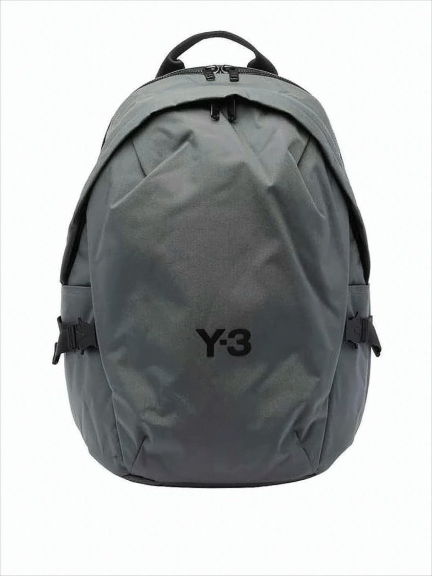 Y-3 Rounded Grey Polyamide Backpack With Subtle Logo