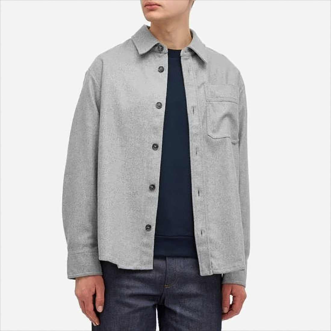 A.P.C. Classic Grey Long-Sleeve Shirt With Button-Down Front And Chest Pocket