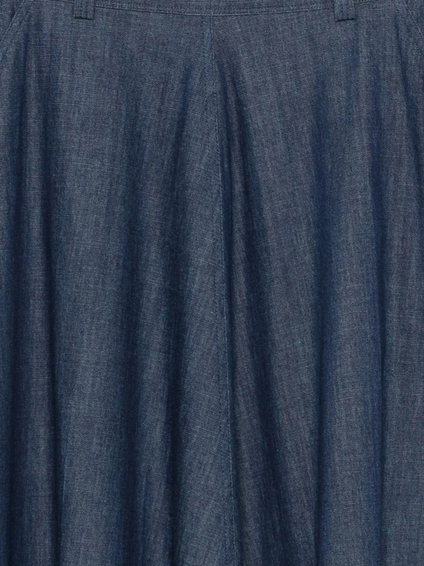 Incotex Blue Flared Knee-Length Denim Skirt