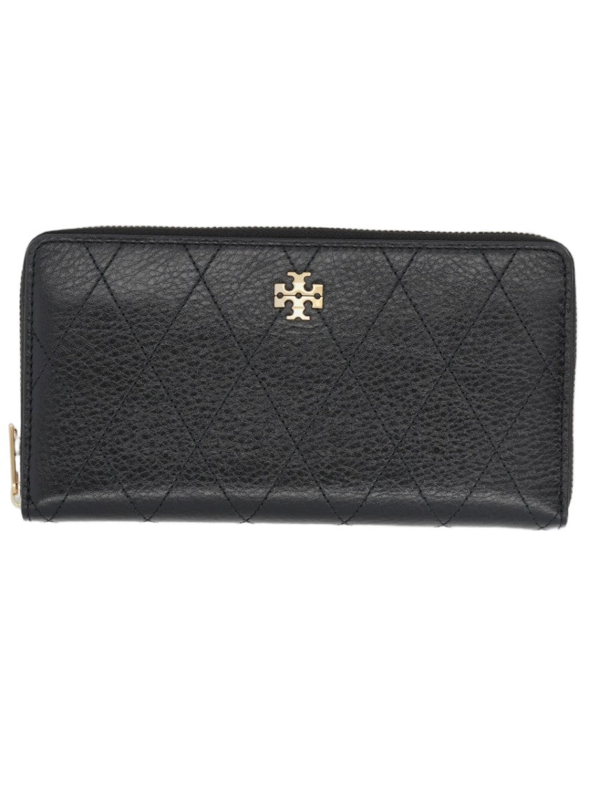 Tory Burch Charlie Quilted Textured Leather Zip-Around Wallet