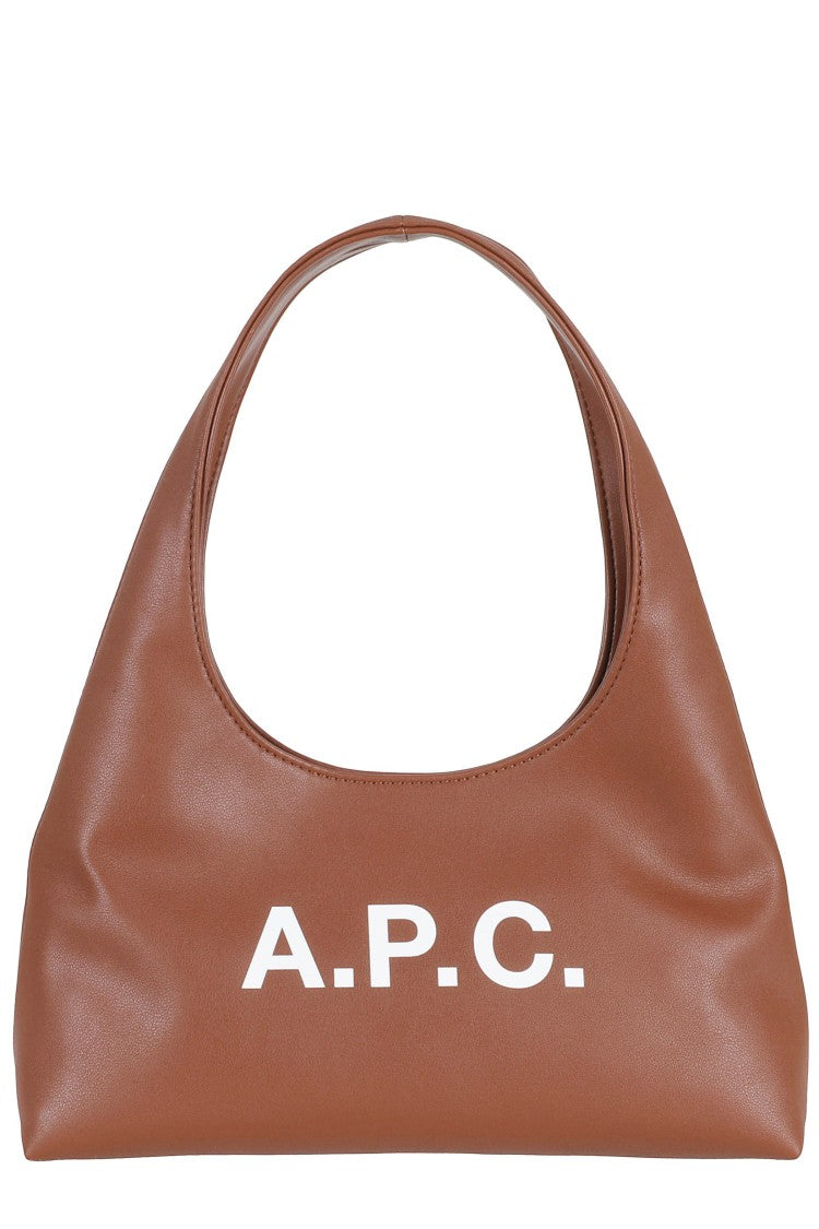 A.P.C. Brown Baby Ninon Shoulder Front-Logo Polyurethane Shoulder Bag