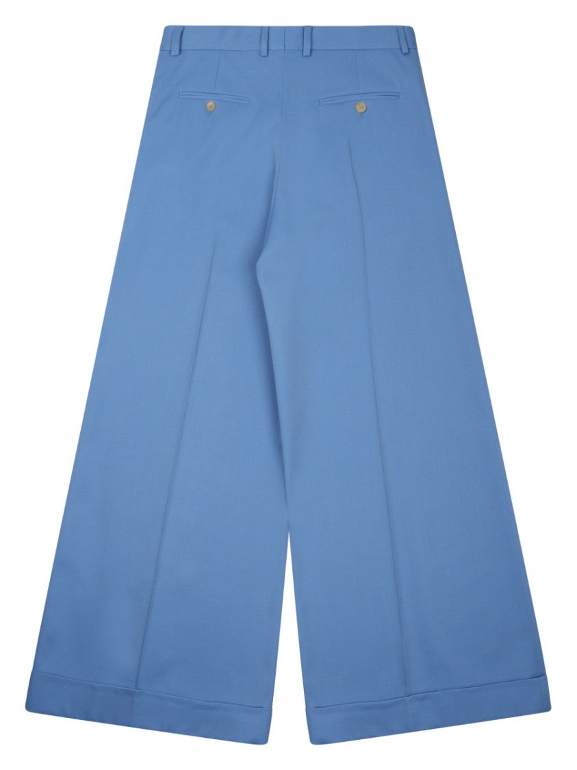 Celine Wide-Leg Trousers With Medium Waist And Buttoned Welt Pockets