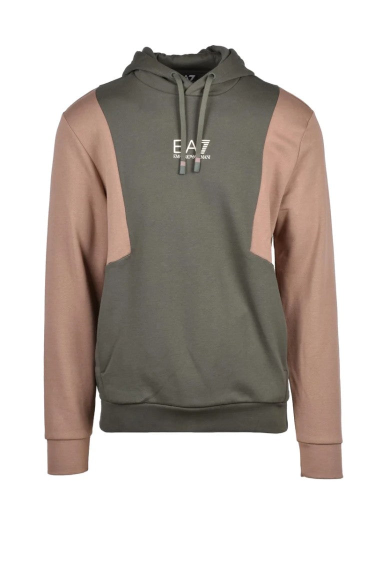 Ea7 Emporio Armani Green Two-Tone Hooded Sweatshirt