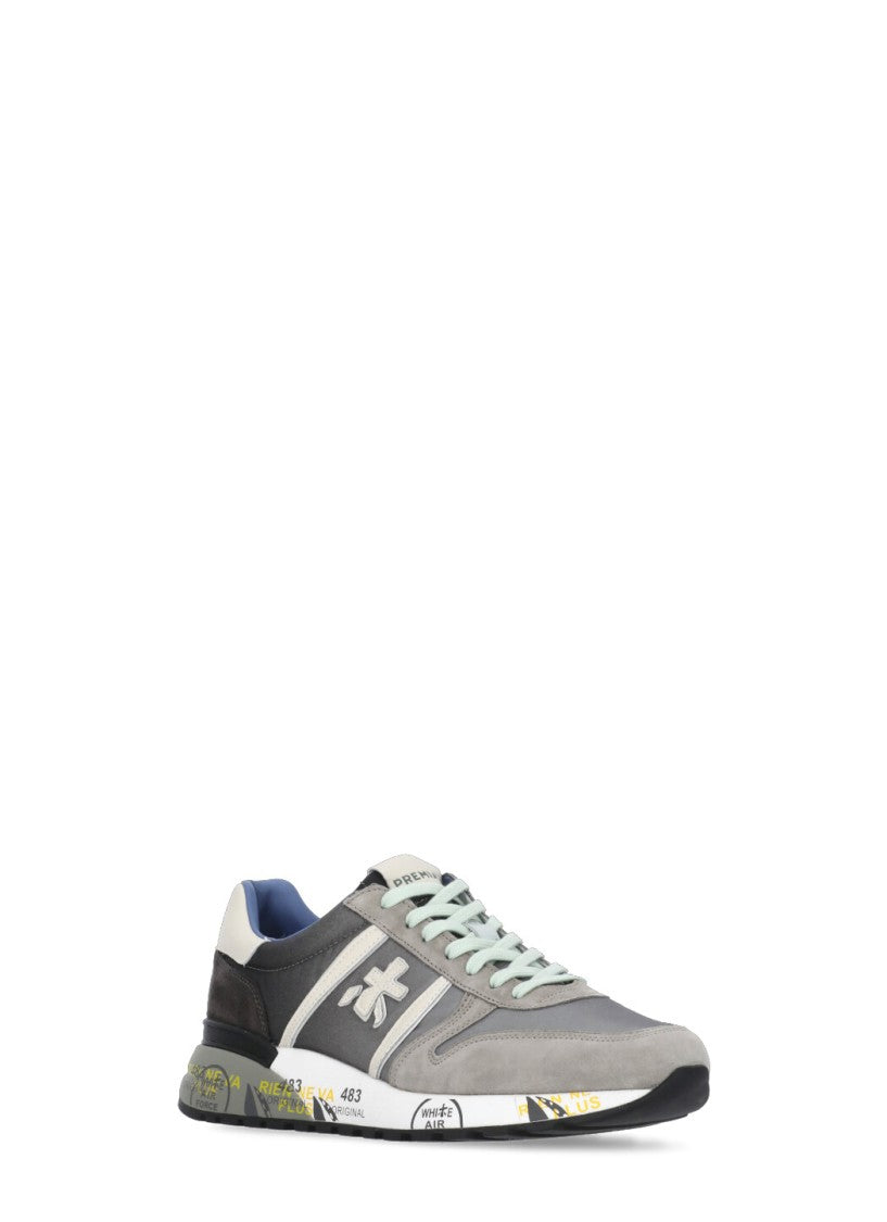 Premiata Grey Lander 4586 Leather-Blend Sneakers