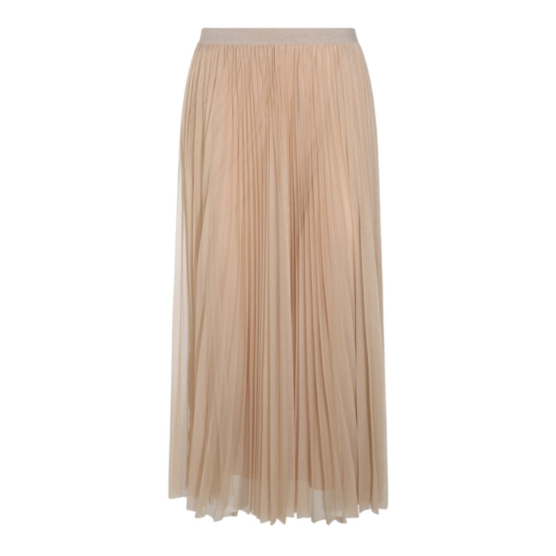 Fabiana Filippi Pleated Sheer Overlay Elastic Waist Midi Skirt
