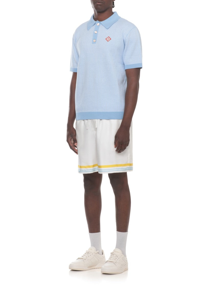 Casablanca Light Blue Pinstripe Striped Polo Shirt