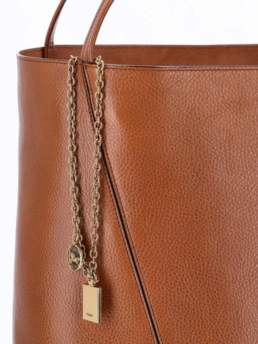 Chloé Brown Spin Large Calfskin Tote Bag
