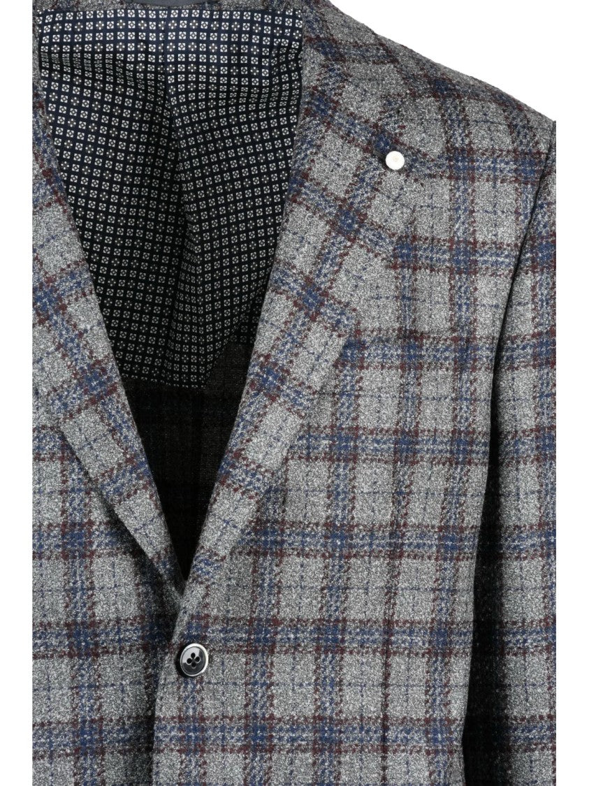 Luigi Bianchi Round Tailored Jacket In Bottle Green With Plaid Design