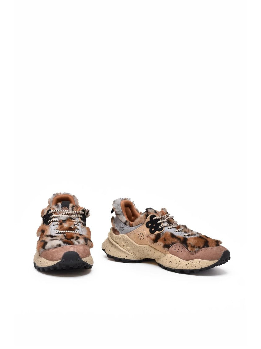 Flower Mountain Beige Leather-Blend Chunky Sneakers