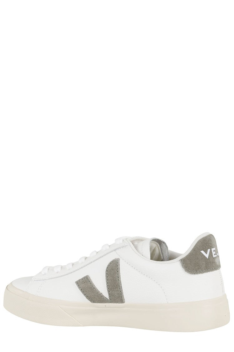 Veja White Campo Suede-Trim Leather Sneakers