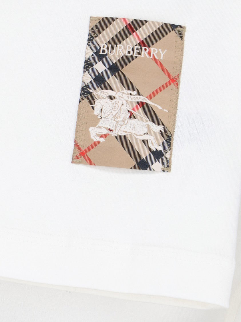 Burberry "Check" T-Shirt, In White Cotton