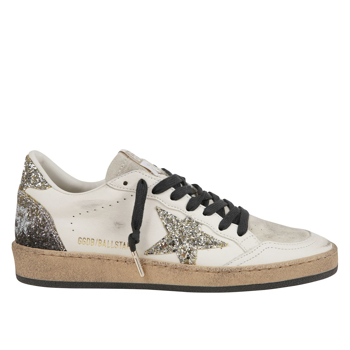 Golden Goose Black Vintage Leather Sneakers With Silver Star