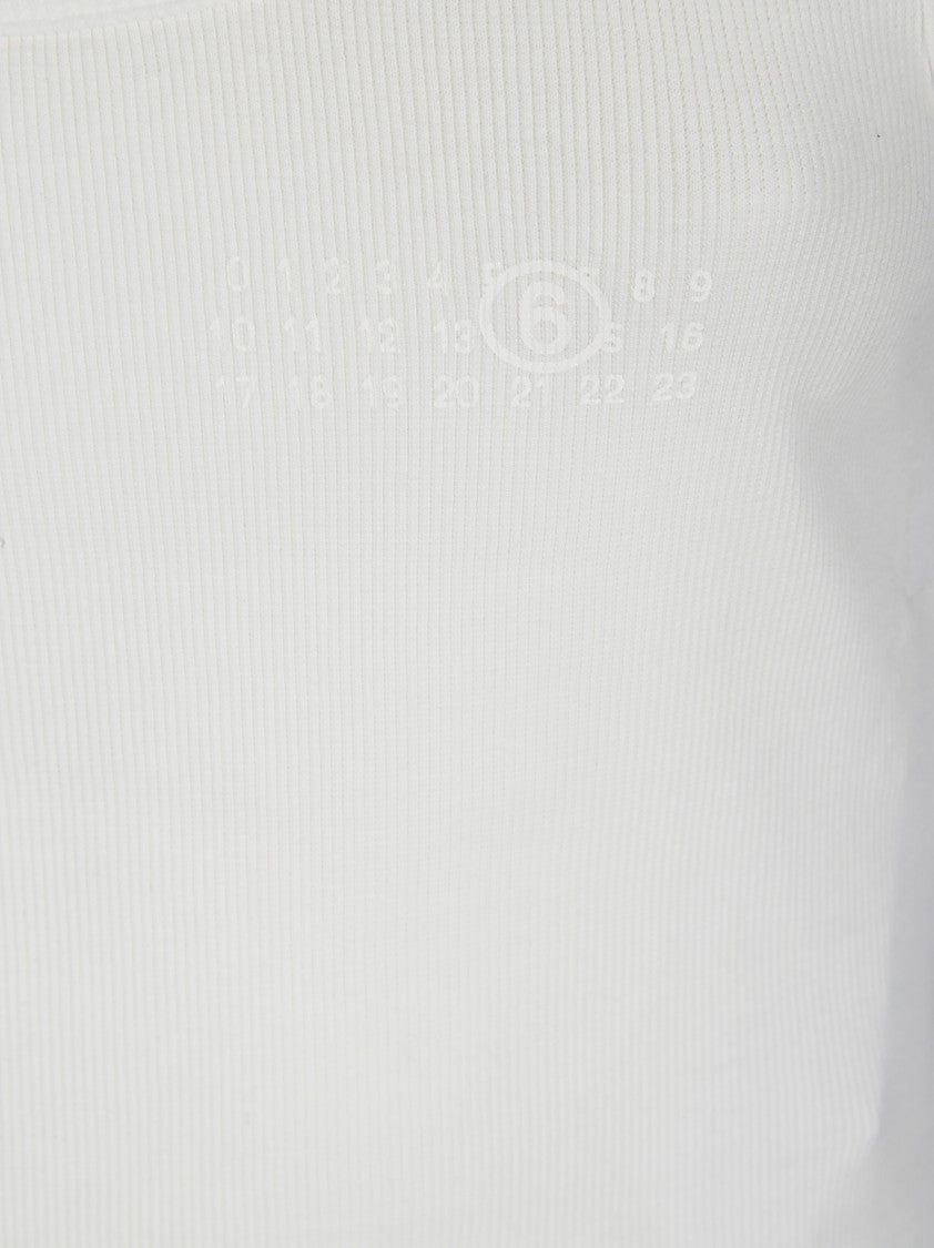 Mm6 By Maison Margiela Sleeveless Ribbed Cotton Tank Top With Crew Neck