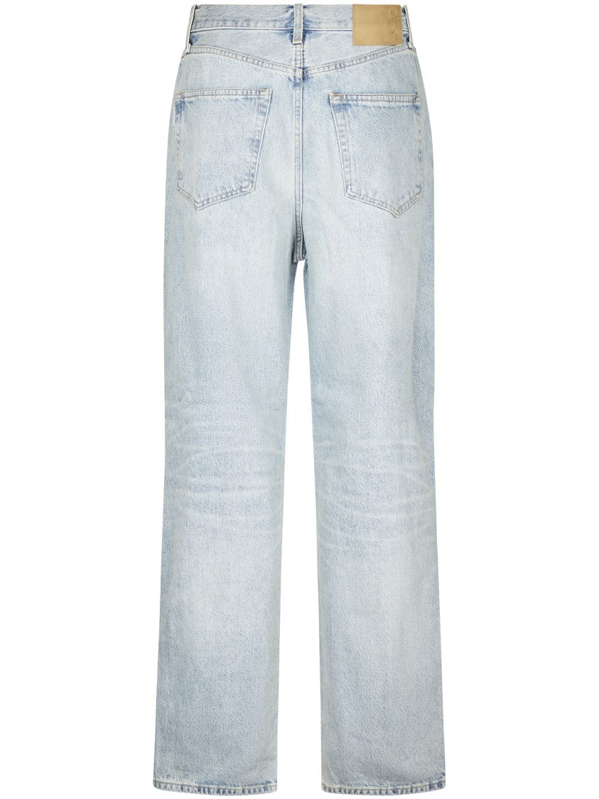 Haikure Light Wash Denim Trousers With Classic Five-Pocket Styling
