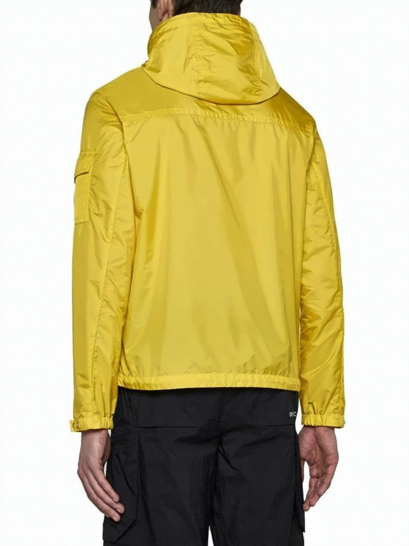 Moncler Lightweight Yellow Rain Jacket With Adjustable Hood