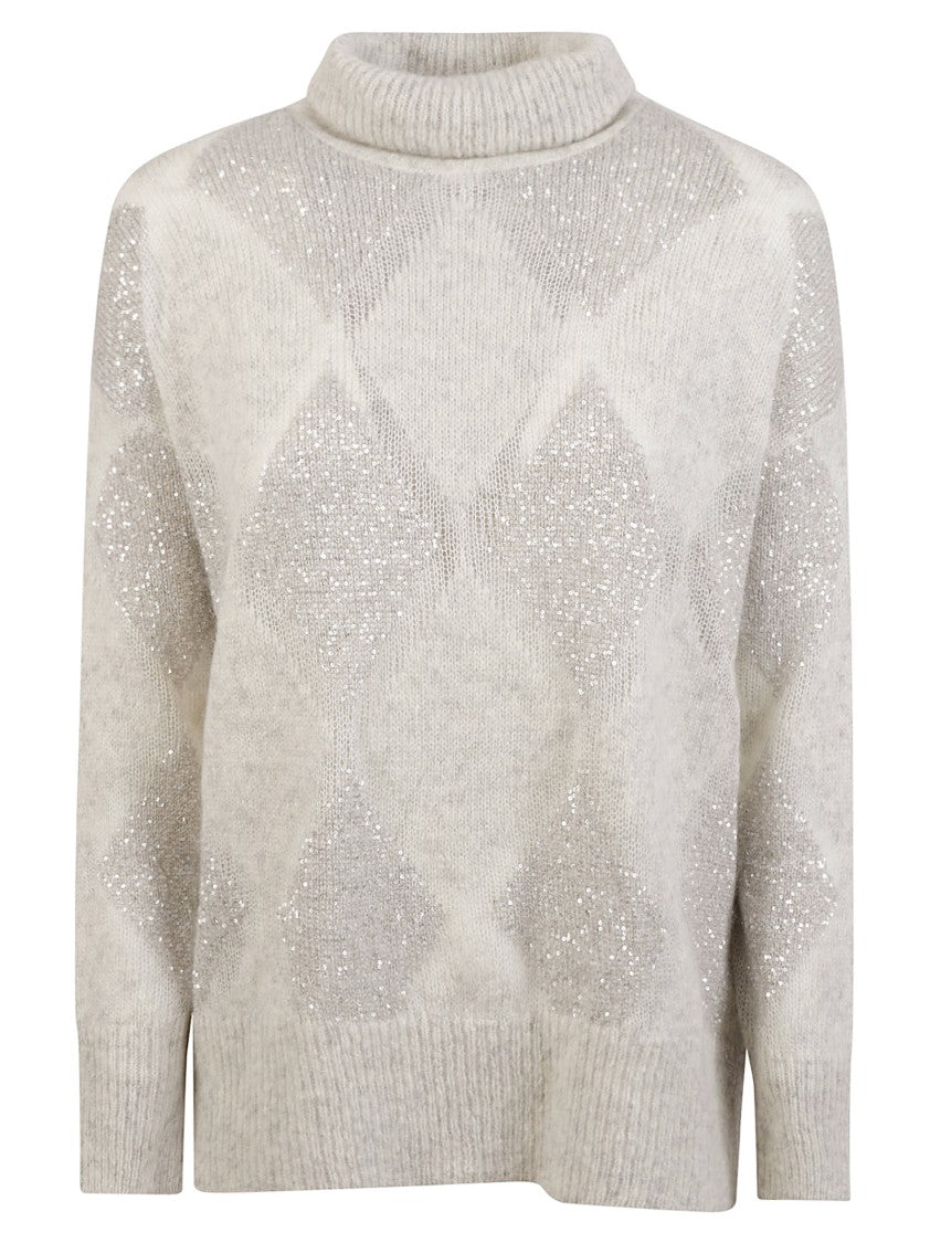 Brunello Cucinelli Turtleneck Sweater With Diamond Pattern
