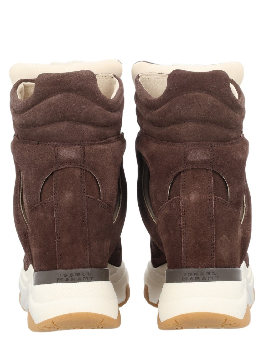 Isabel Marant Balskee Wedge Sole Velcro Straps Suede Sneakers