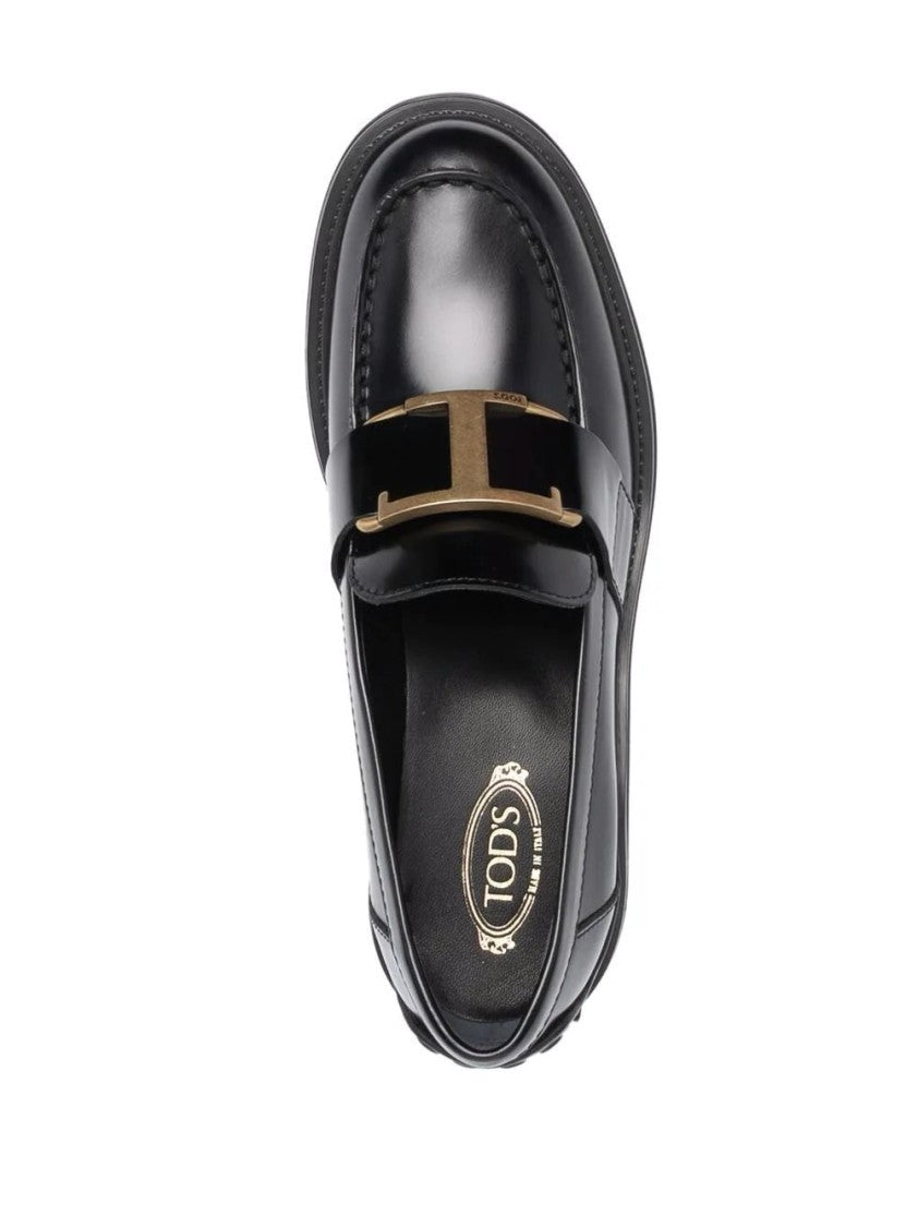 Tod's Black Mid Heel Loafers