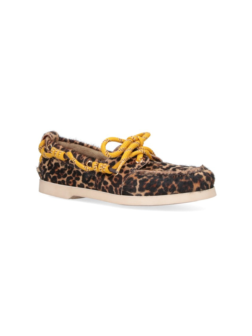 Golden Goose Brown Cruise Animal Print Leather Moccasins