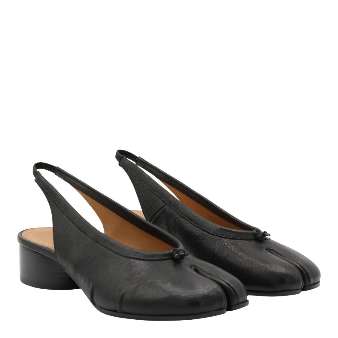 Maison Margiela Split-Toe Black Leather Sandals With Knot Detail