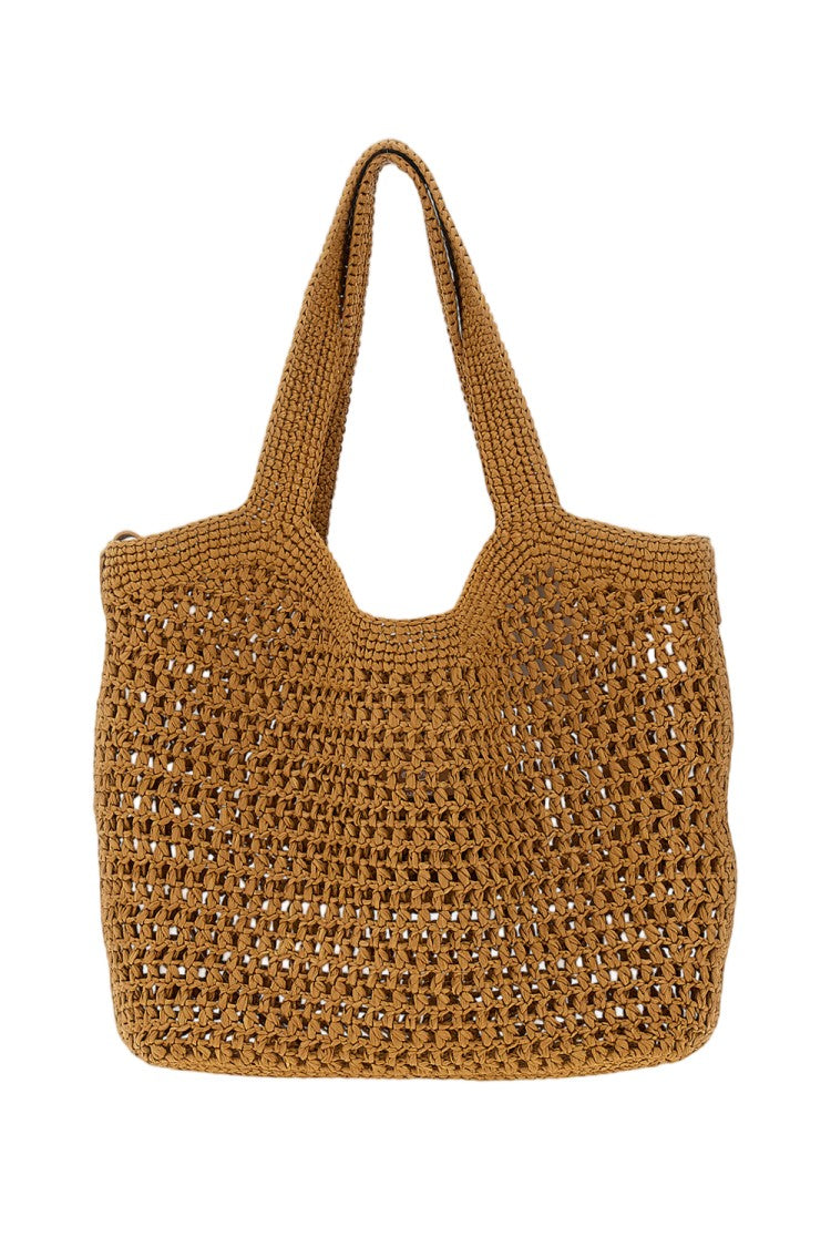 Tod's Textured Raffia Crochet Tote Bag With Leather Closure