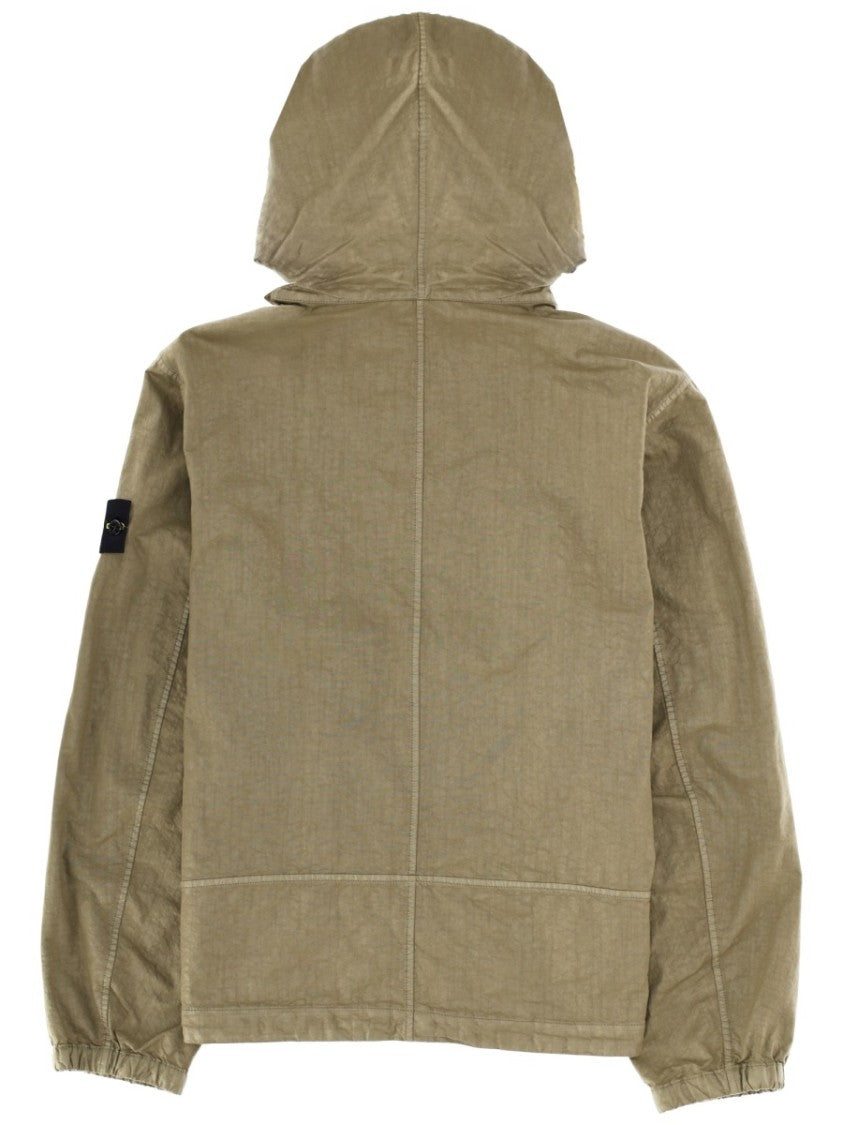 Stone Island Neutrals Grid Pattern Technical Polyamide Jacket