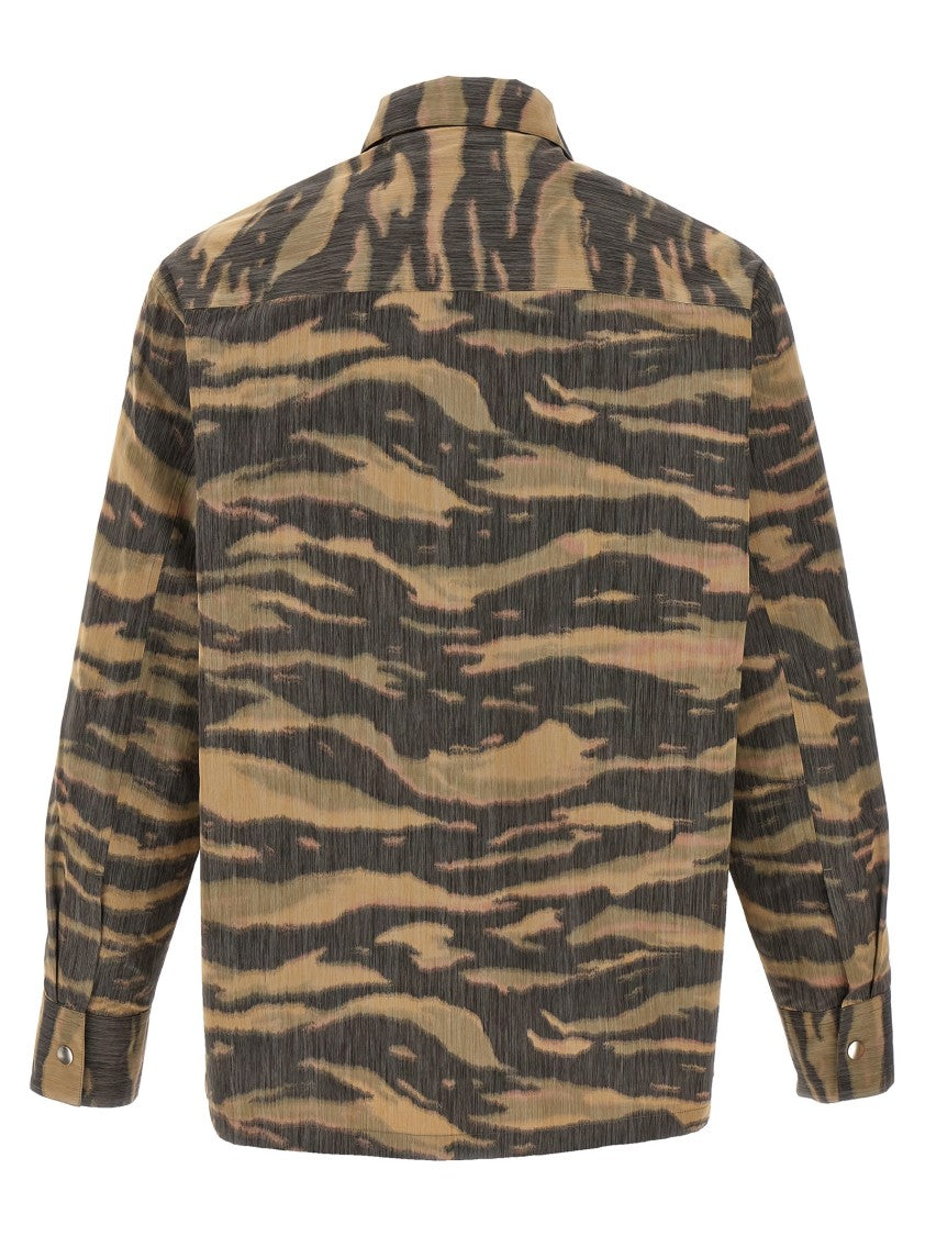 Jil Sander Technical Silk Chiné Camouflage Mélange Shirt