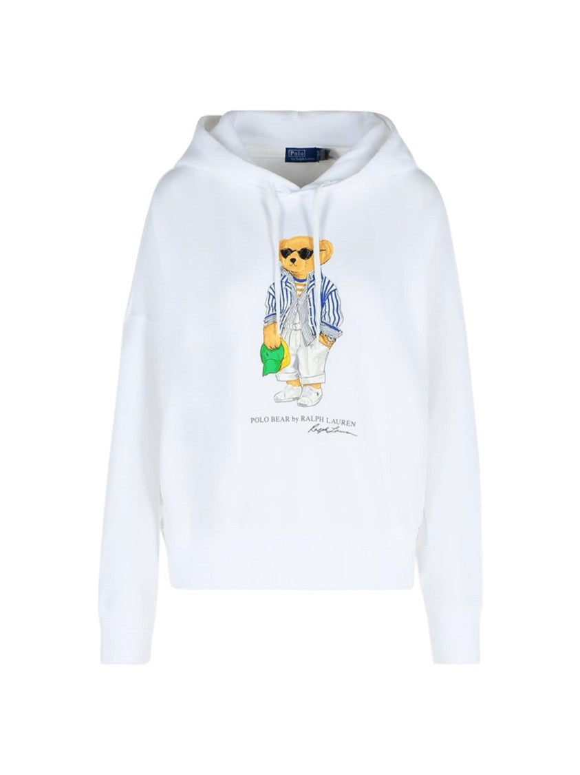 Polo Ralph Lauren Relaxed-Fit White Hoodie With Graphic Bear Design