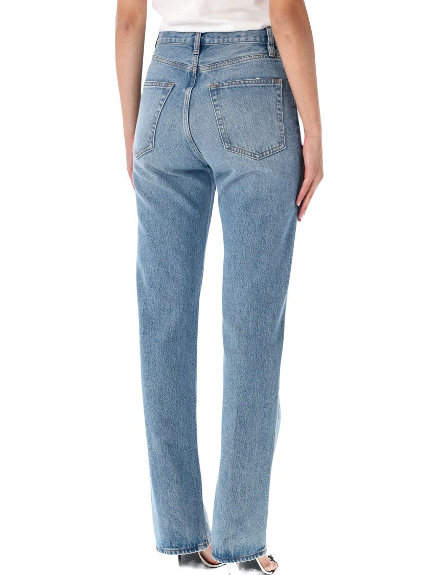 Frame The Vertical High-Waisted Distressed Straight-Leg Jeans