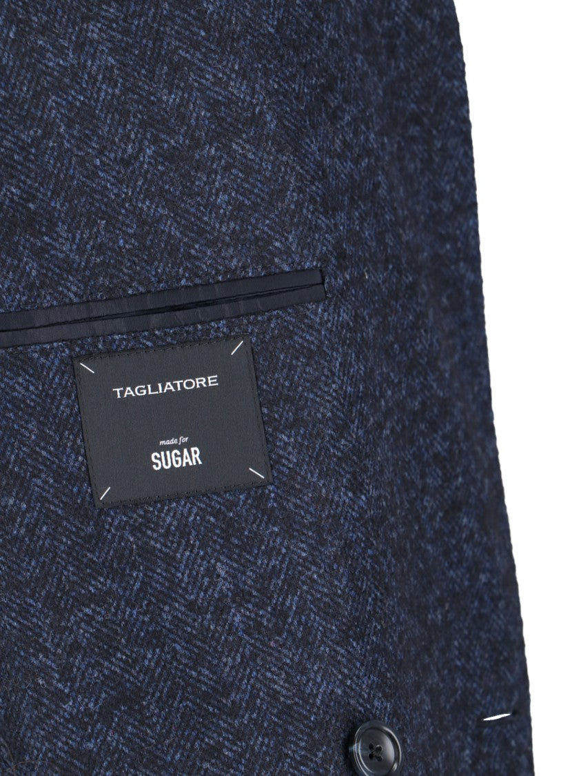 Tagliatore Blue Stretch Double-Breasted Blazer