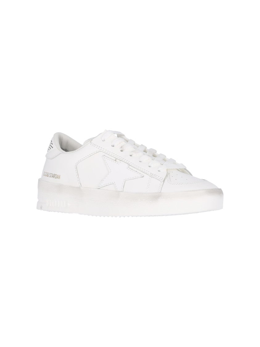 Golden Goose White Stardan Worn Calf Leather Sneakers