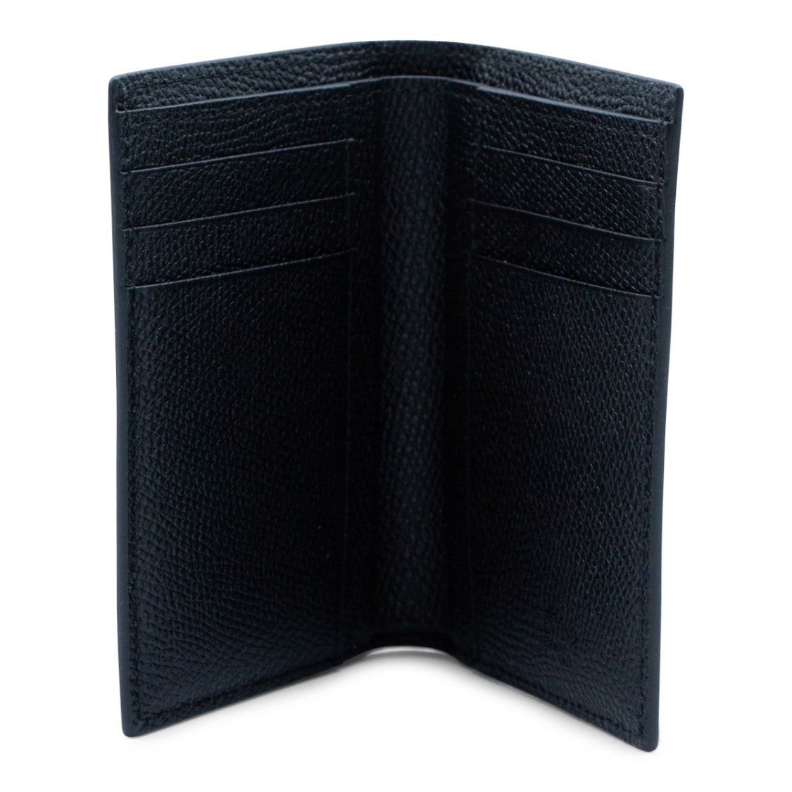 Valentino Garavani Textured Black Wallet With Silver-Tone Logo Emblem