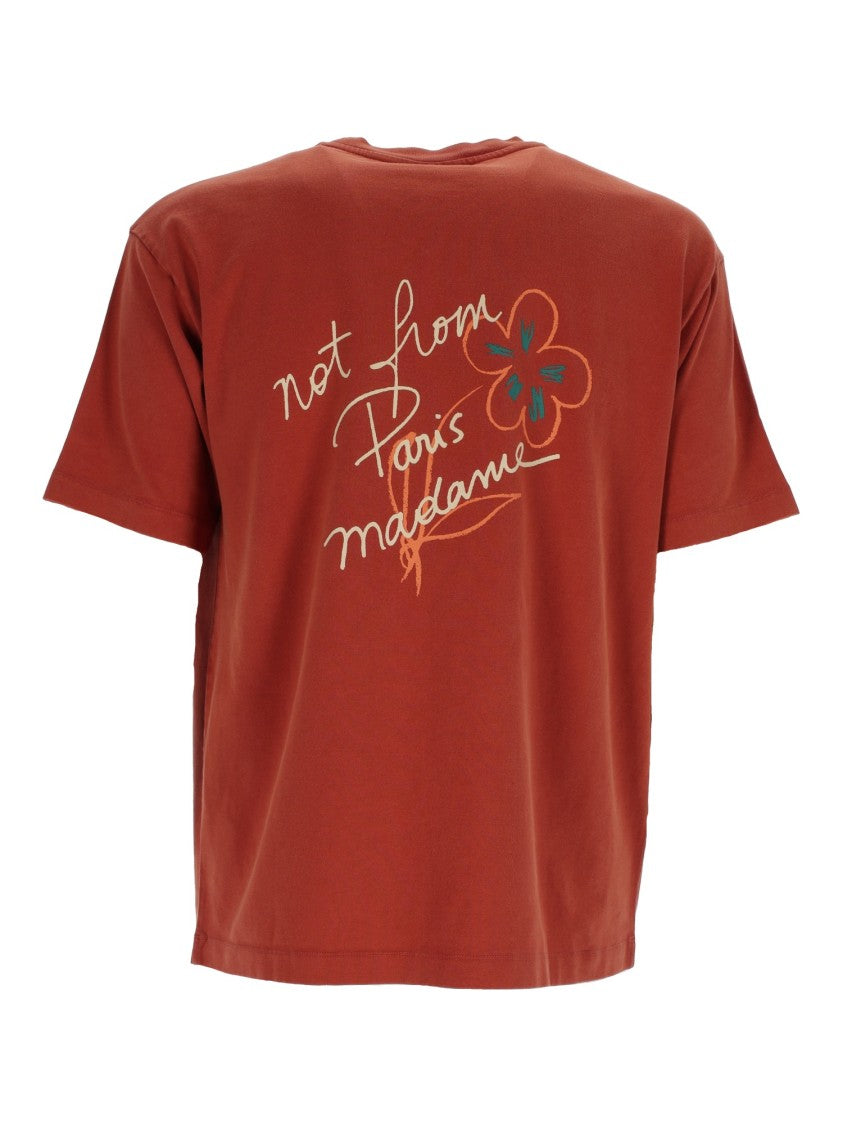 Drôle De Monsieur Brick Red Slogan Handwritten T-Shirt