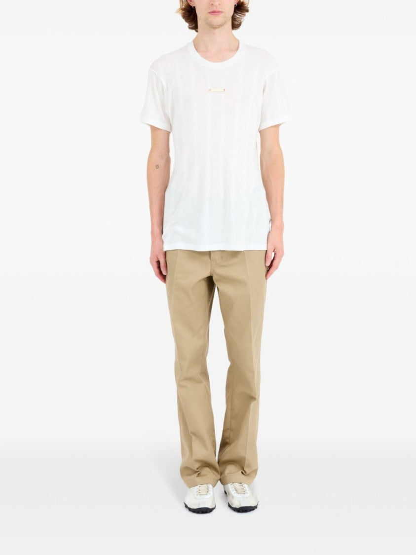 Maison Margiela Minimalist White T-Shirt With Logo Patch