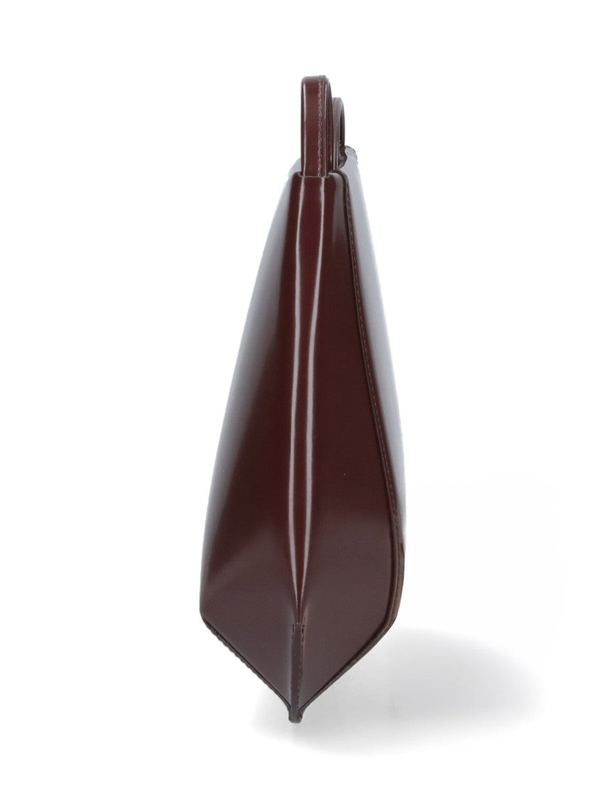 Fane Glossy Brown Loge Leather Shoulder Bag