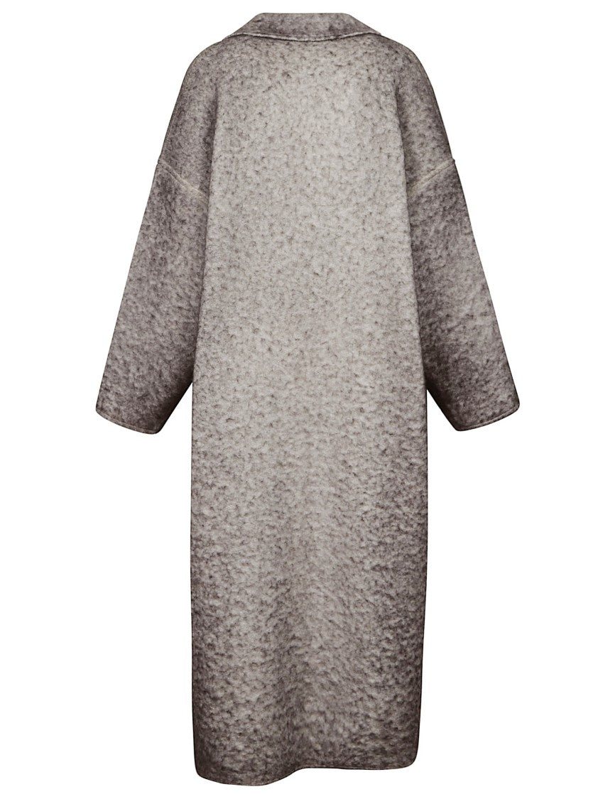 Avant Toi Hand-Painted Carob Alpaca Blend Overcoat With Oversized Silhouette