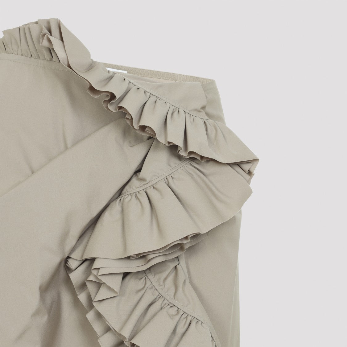 Dries Van Noten Asymmetrical Nude Midi Skirt With Cascading Ruffles