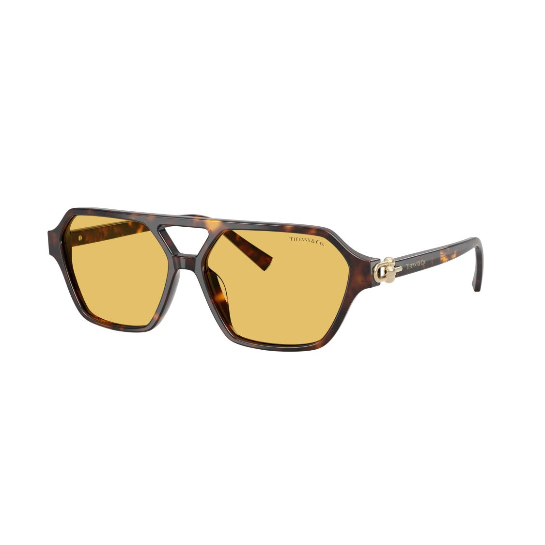 Tiffany & Co. Geometric Tortoiseshell Sunglasses With Amber Lenses