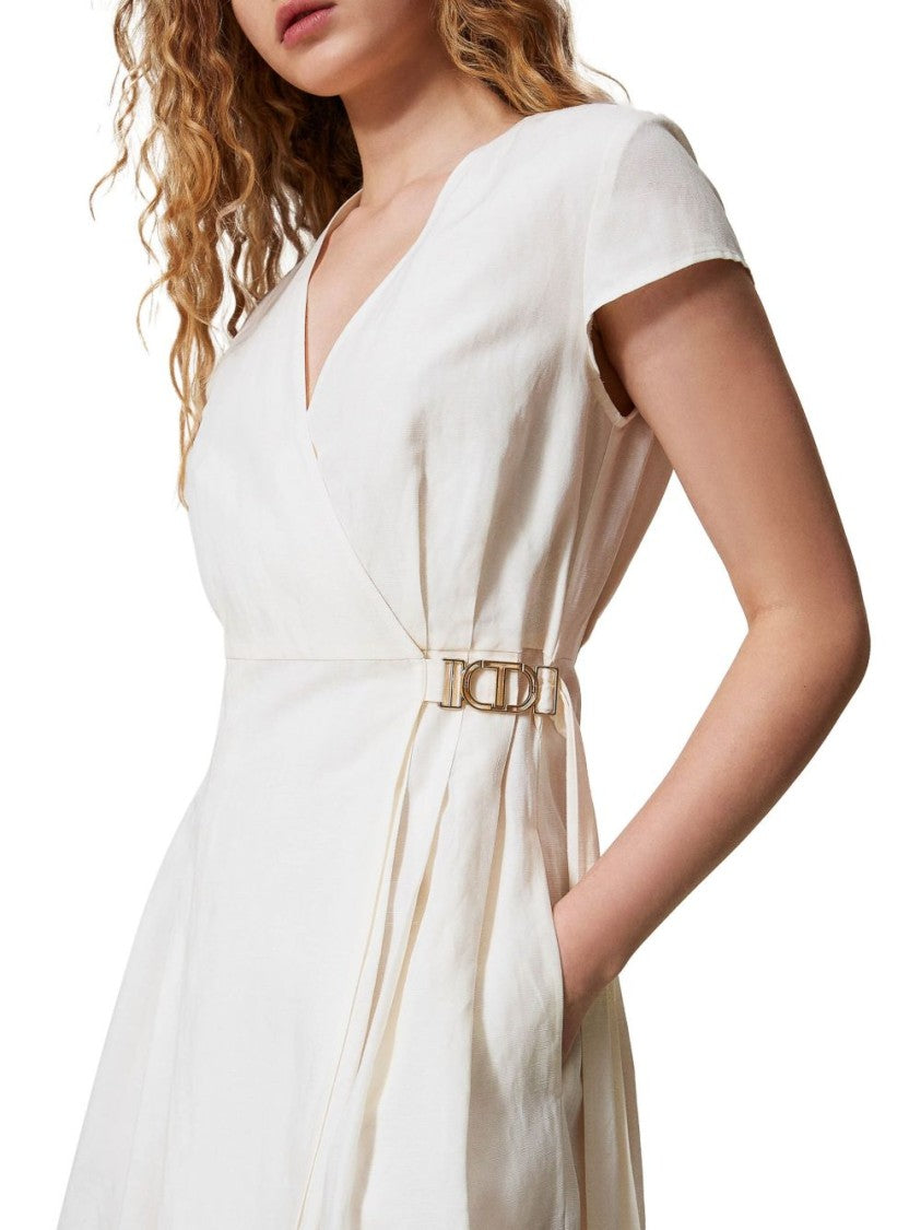 Twin-Set Wrap Dress With Plunging V-Neck