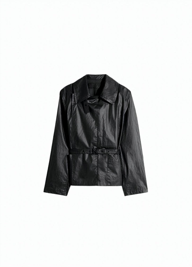 Lemaire Structured Black Jacket With Belted Waist