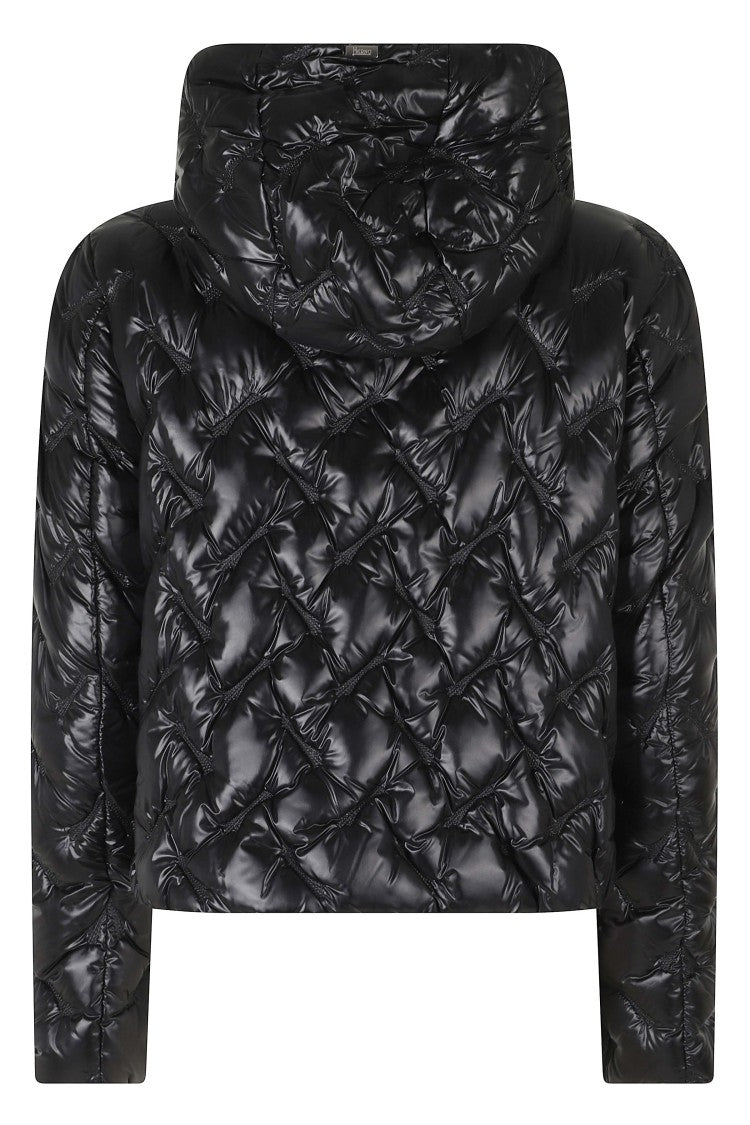 Herno Black High Neck Drawstring Double-Slider Zip Polyamide Down Jacket