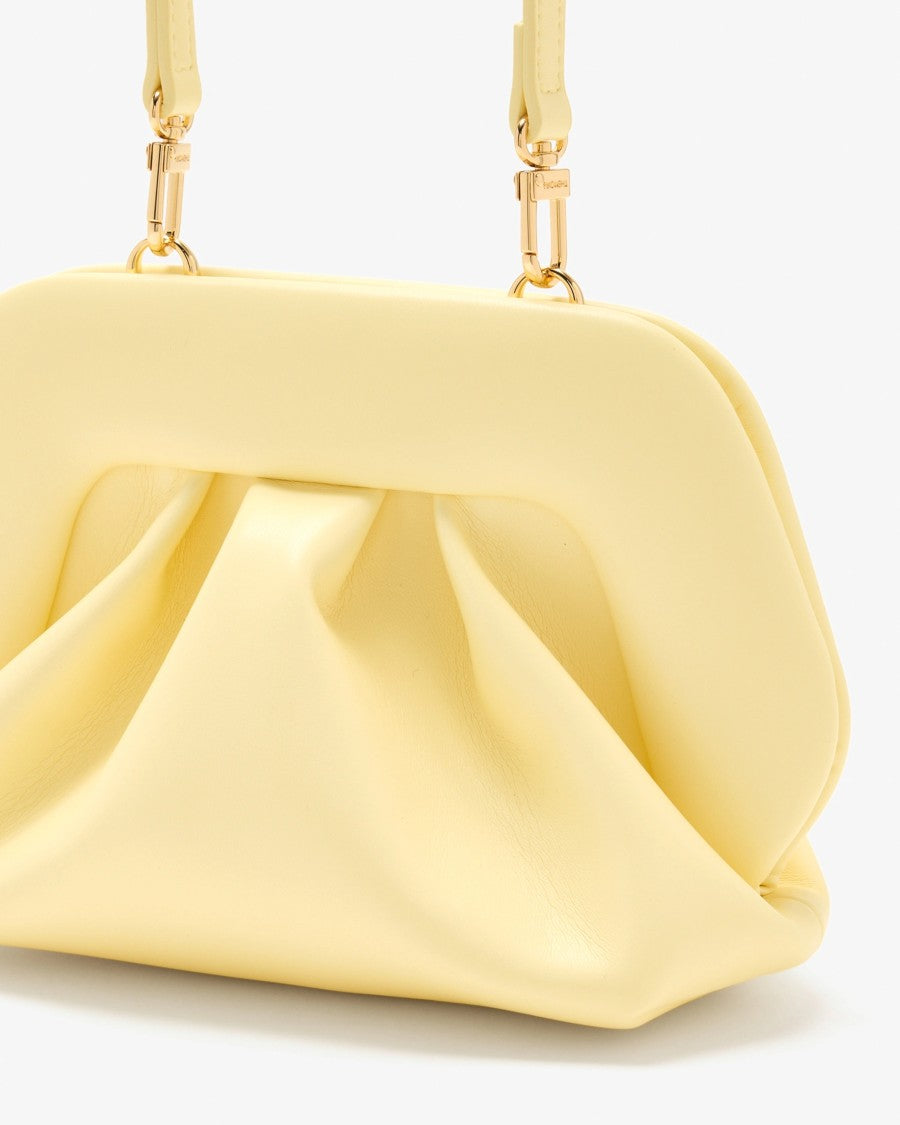 Themoirè Structured Pastel Yellow Vegan Fabric Shoulder Bag