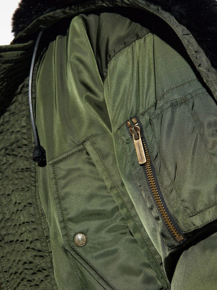 Dsquared2 Khaki Fur Trim Hooded Jacket