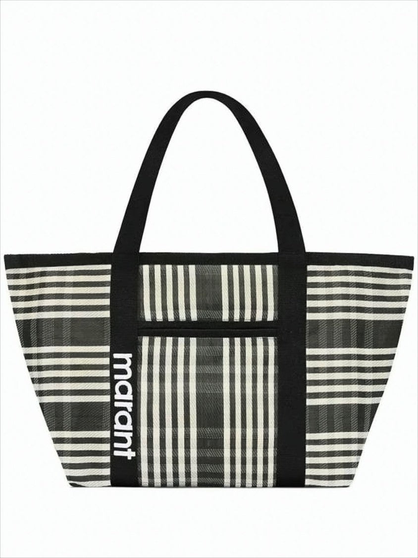Isabel Marant Checkered Nylon Tote Bag With Contrasting Logo Detail
