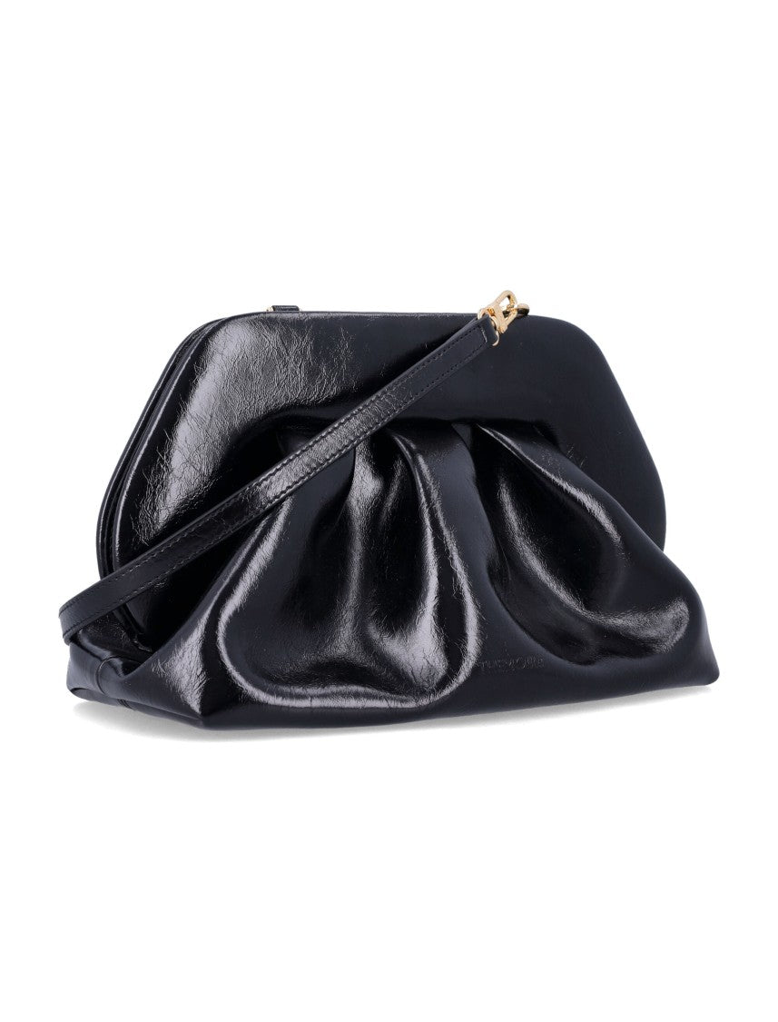 Themoirè Gathered Leather Frame Clutch