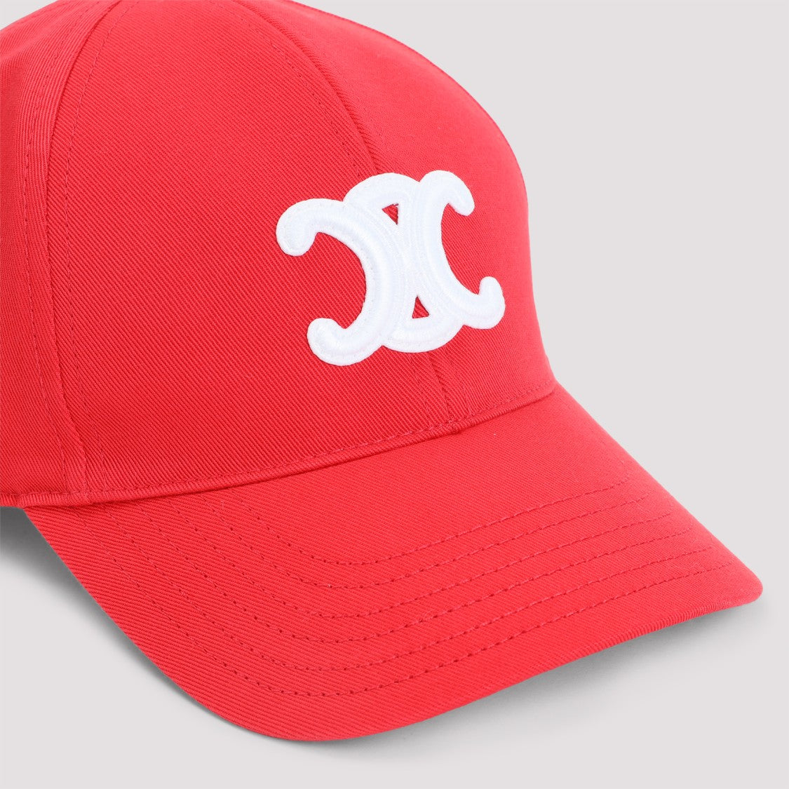 Celine Bright Red Baseball Hat With Contrast Logo