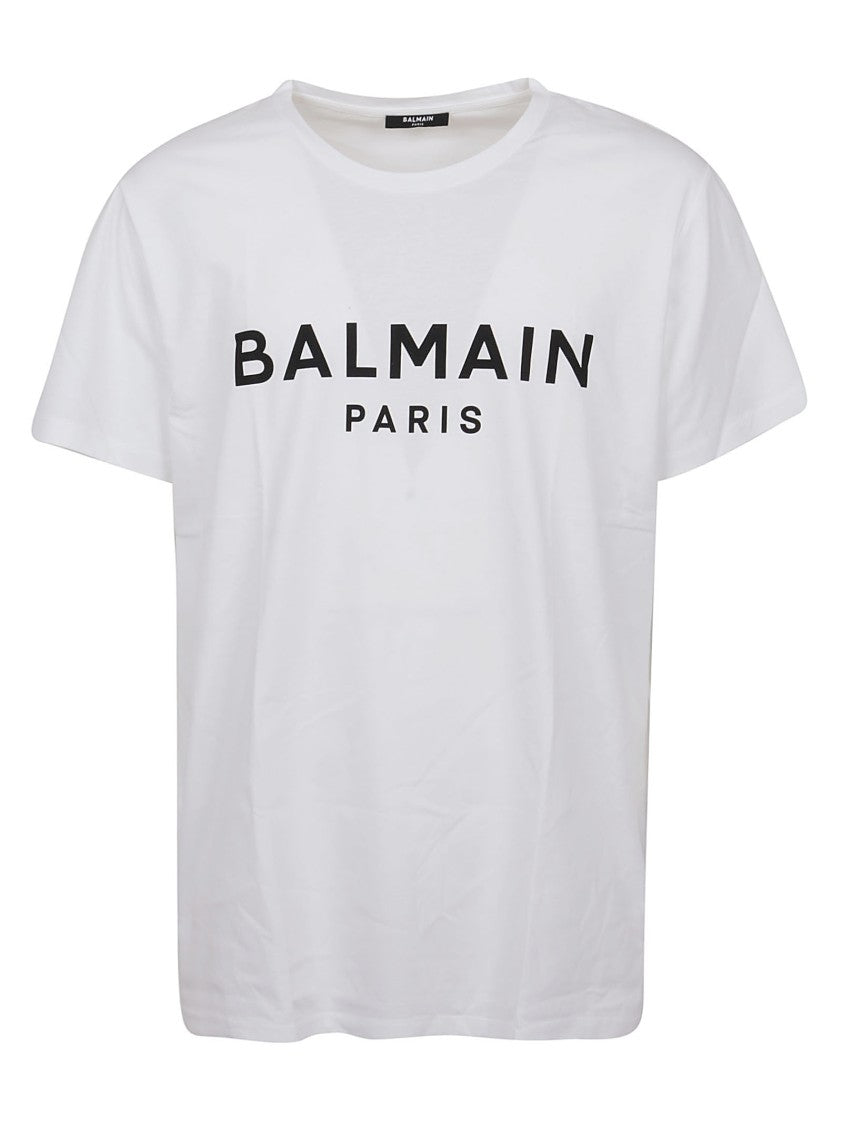 Balmain Contrasting Print Cotton T-Shirt With Crew Neck