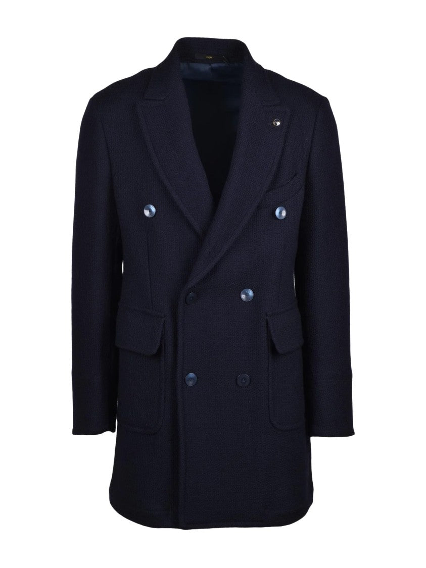 Gih Midnight Blue Virgin Wool Double-Breasted Coat