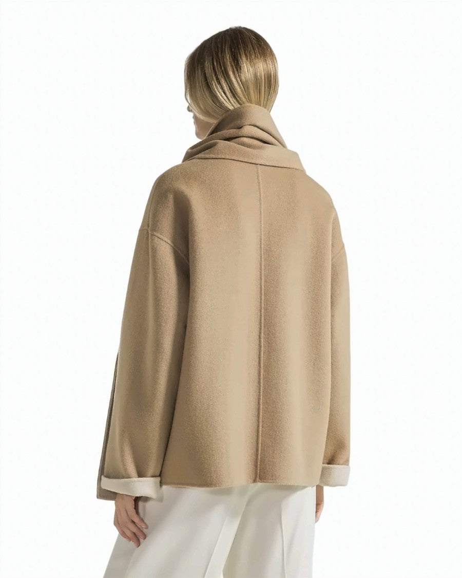Seventy Double Mélange Wool-Blend Scarf Short Coat