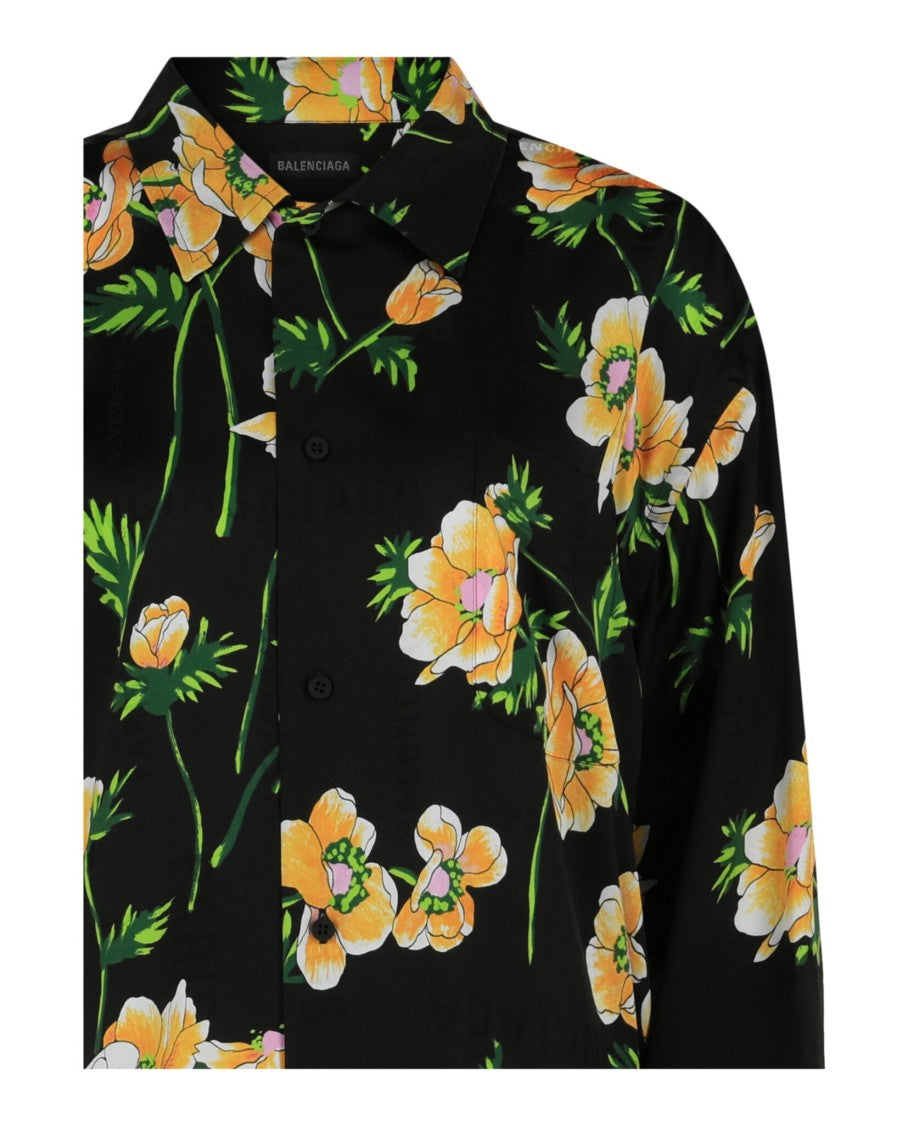 Balenciaga Minimal Long-Sleeve Floral Shirt